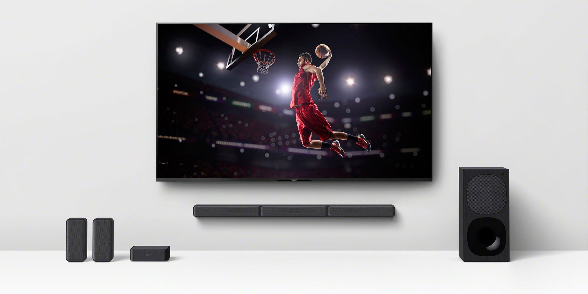 Sony HT-S40R Kanal- 5.1 Soundbar (Bluetooth, 600 W, inkl. kabelgebundenem Subwoofer, kabellosen Rear-Lautsprechern)