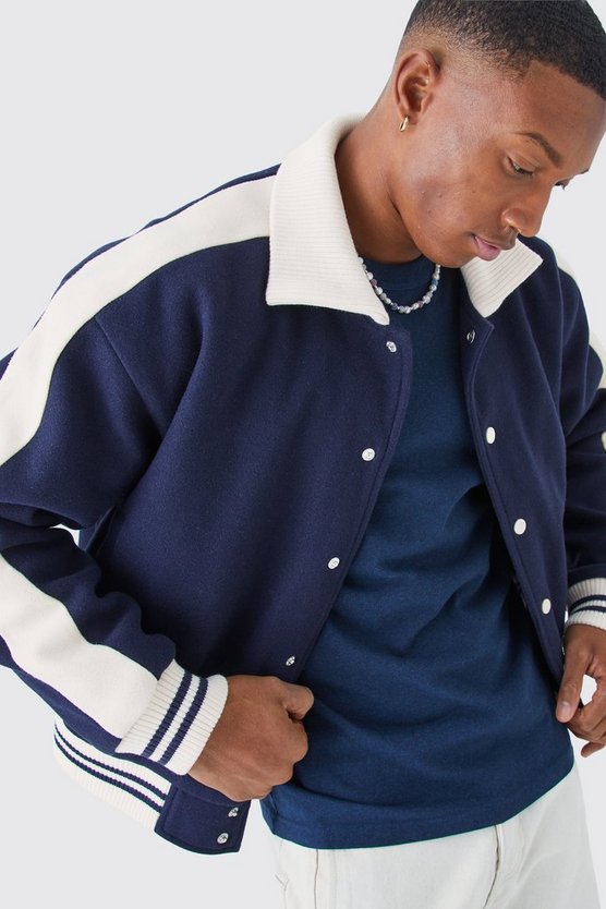 Kastige Melton Harrington-Jacke mit Kragen