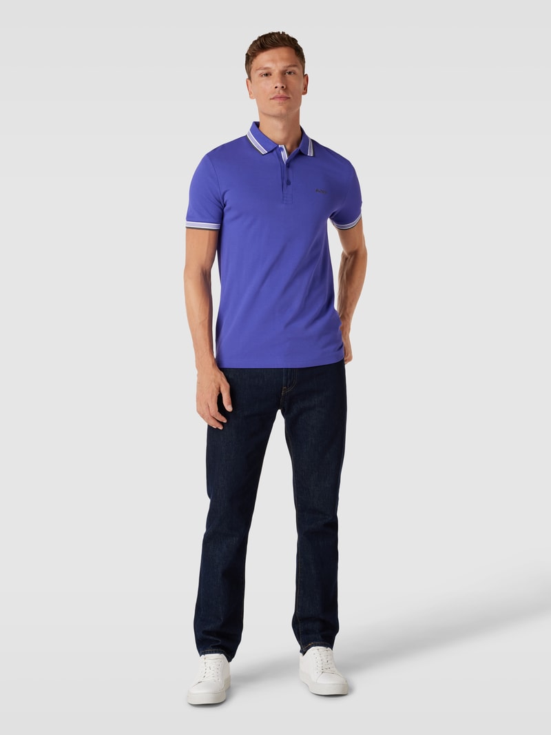 Poloshirt mit Label-Stitching Modell 'PADDY' in lila