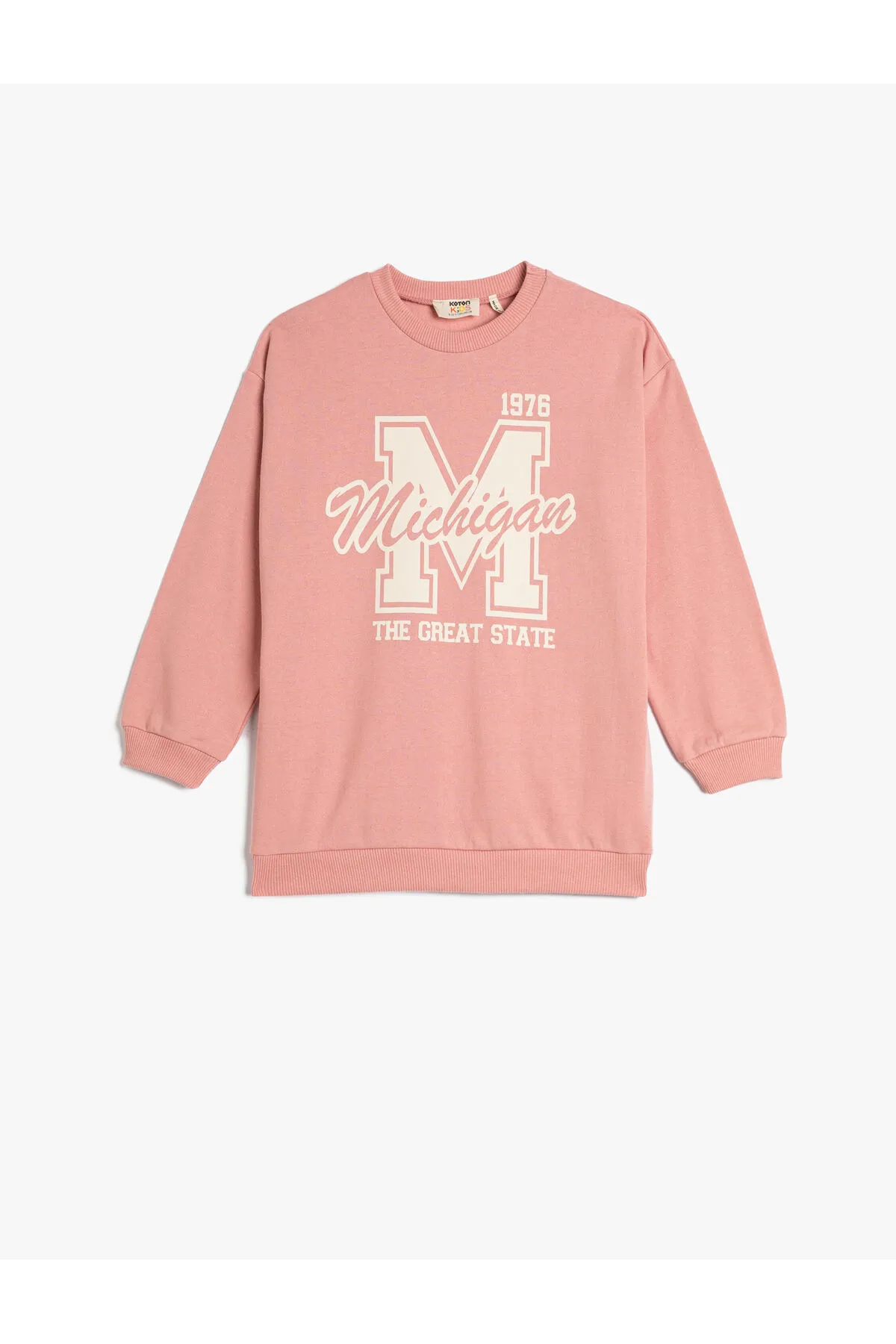 Koton  College-Sweatshirt mit geripptem Rundhalsausschnitt und langen Ärmeln