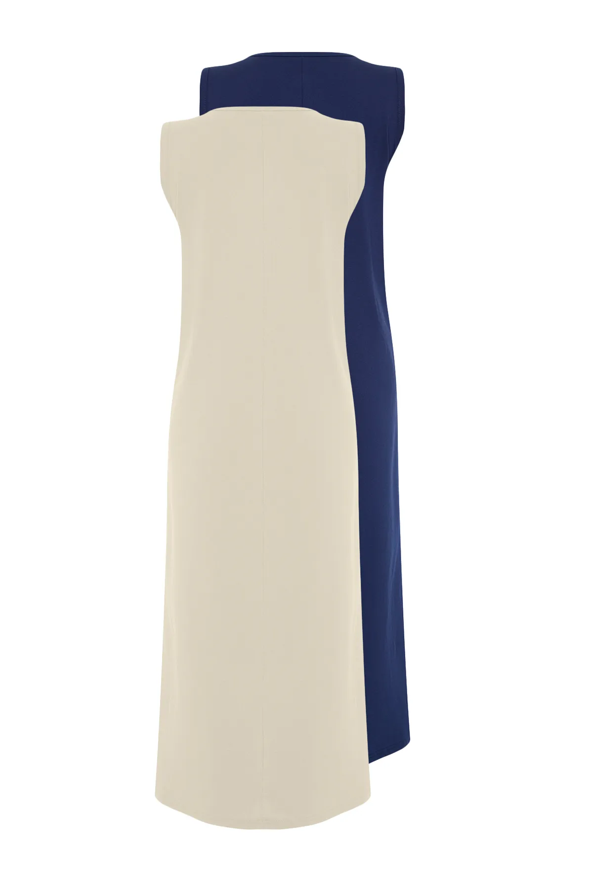 Trendyol Modest  Marineblau-Nerz, 2er-Pack Kleid mit Strickfutter aus 100 % Baumwolle TCTAW22UK0110