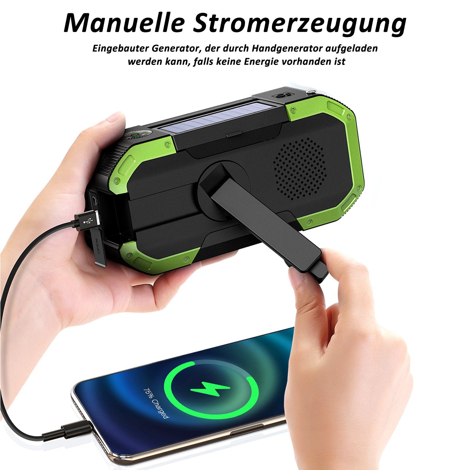 CALIYO Digitalradios, Radios,Solarradio, Kurbelradio mit Handyladefunktion Digitalradio (DAB) (Nostalgie Radio, Kurbelradio mit Handyladefunktion Radio (5000 mAh Powerbank mit USB-Ausgang Powerbank, FM/AM, IPX5)