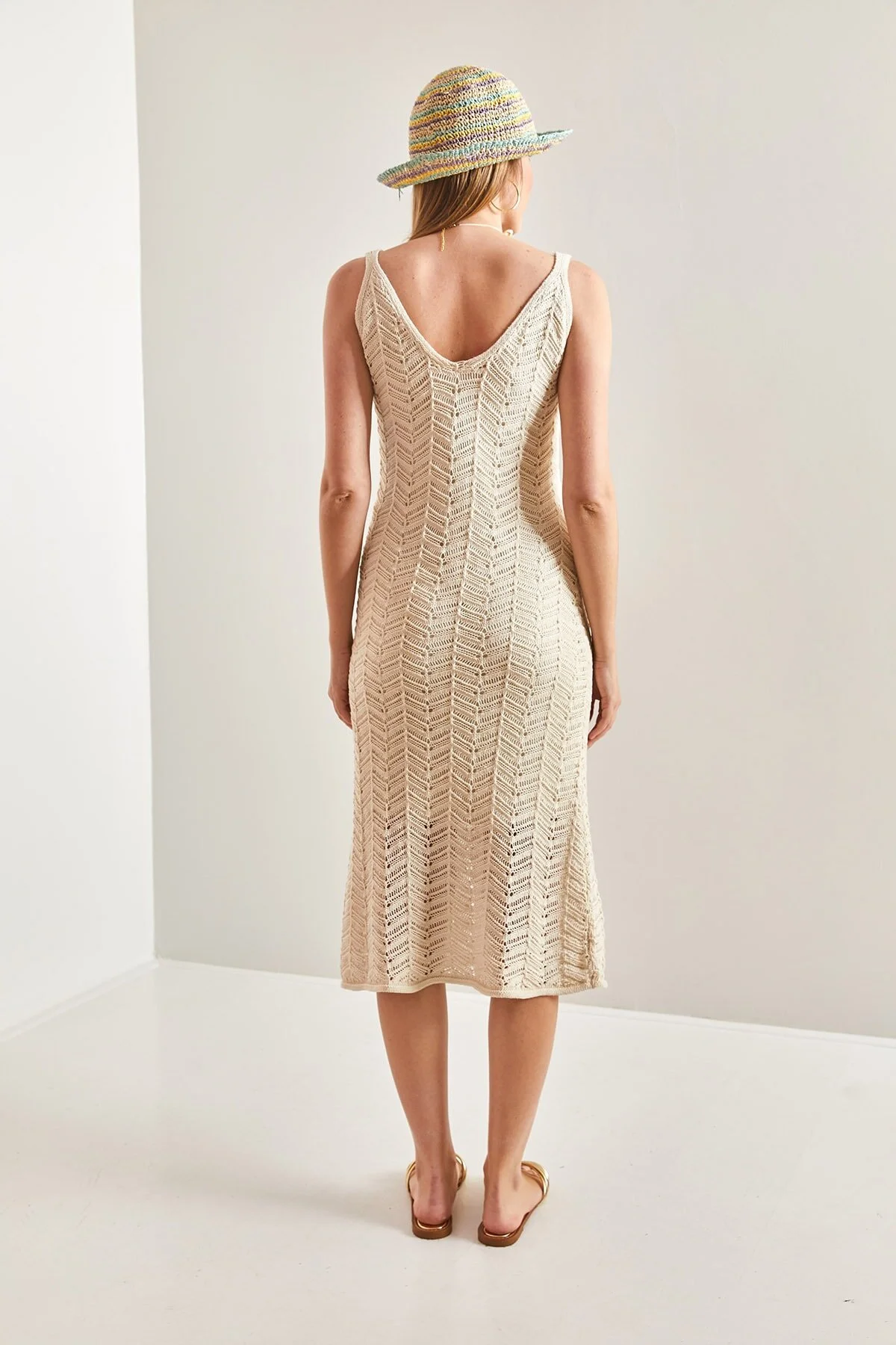 Bianco Lucci  Durchbrochenes Sommer-Strickkleid mit Trägern für Damen