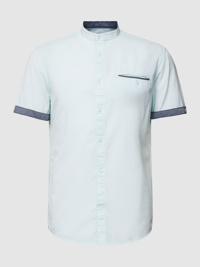 Freizeithemd mit Stehkragen Modell 'slubyarn' in mint