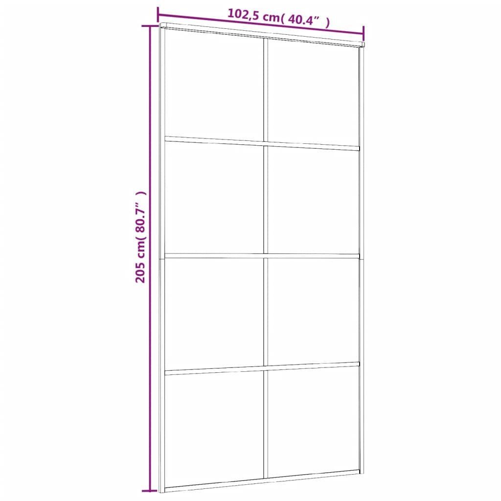 vidaXL Haustür Schiebetür Schwarz 102,5x205 cm ESG-Glas und Aluminium (1-St)