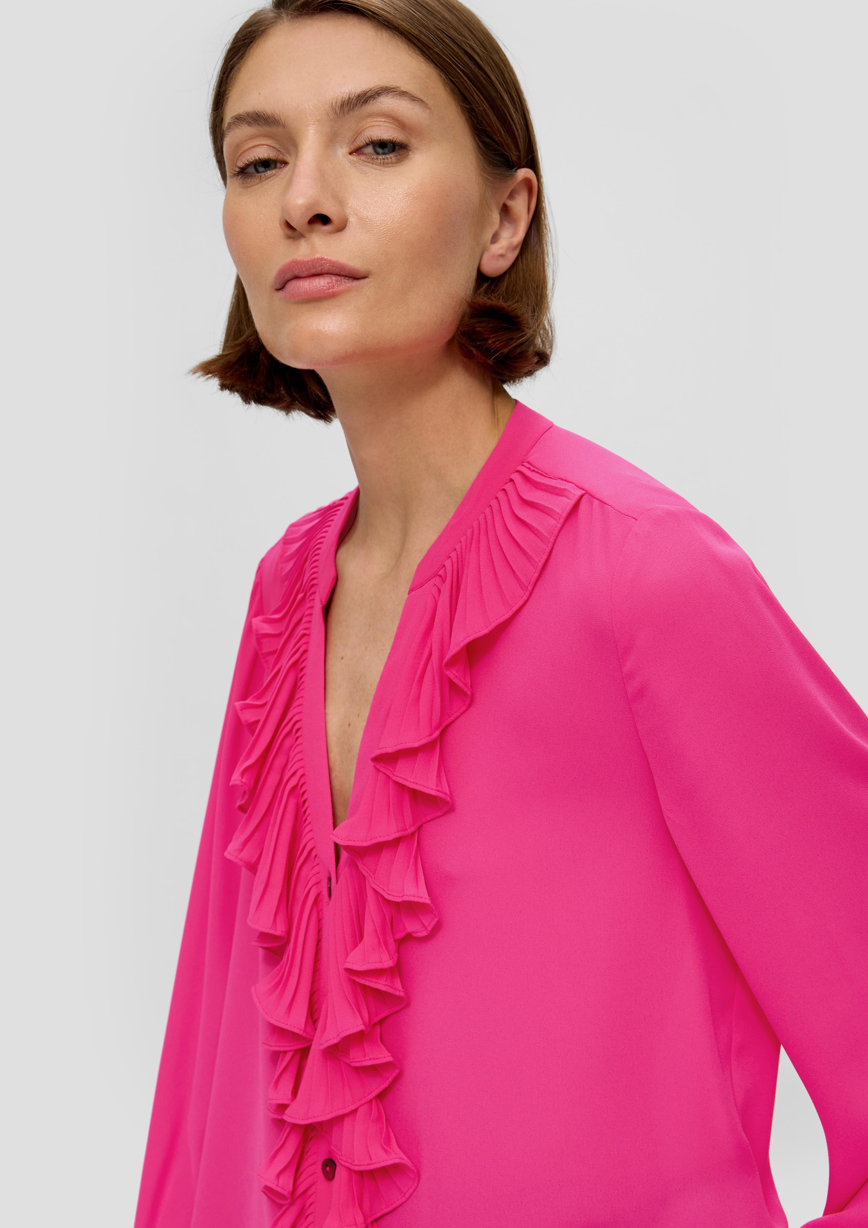Crêpe-Bluse mit plissierten Volants  2139580-4528