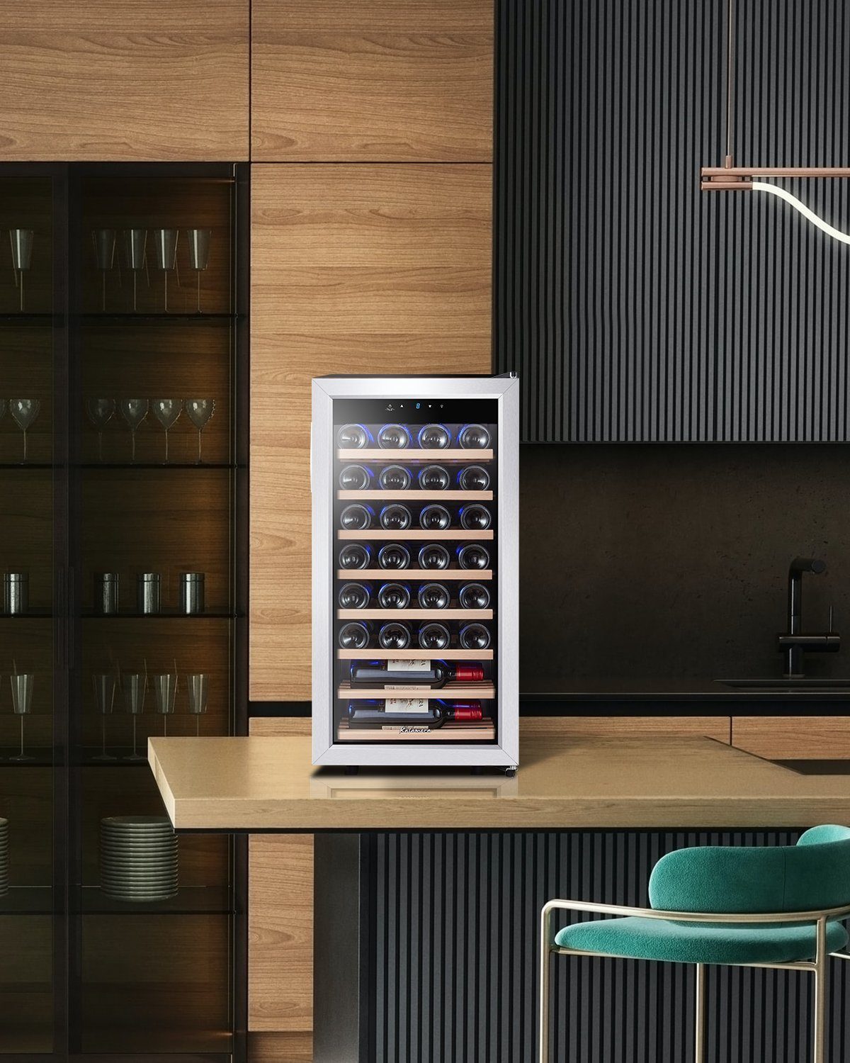 kalamera Weinkühlschrank KRC-86FCSS-W, für 28 Standardflaschen á 0,75l