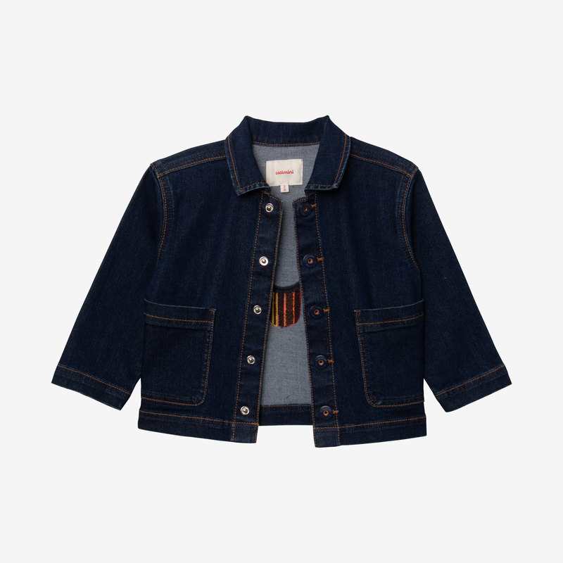 Veste en jean bébé brodée sourire bleu Catimini