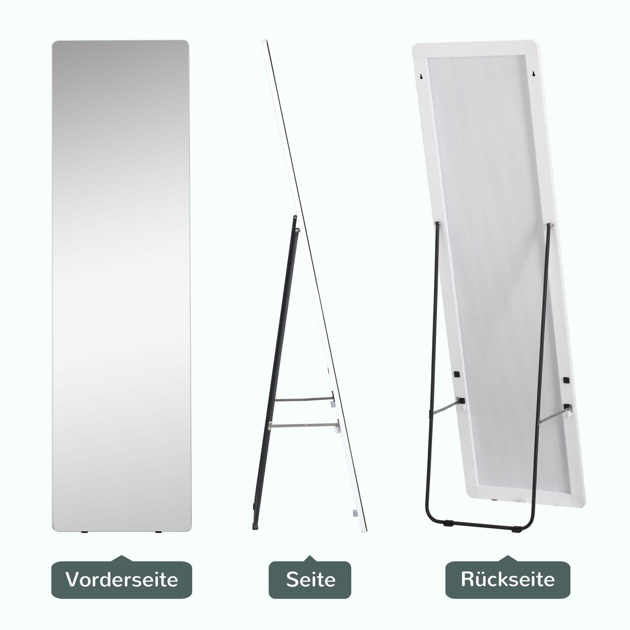 HOMCOM Standspiegel, Ganzkörperspiegel mit Ständer, 45 x 160 cm Wandspiegel