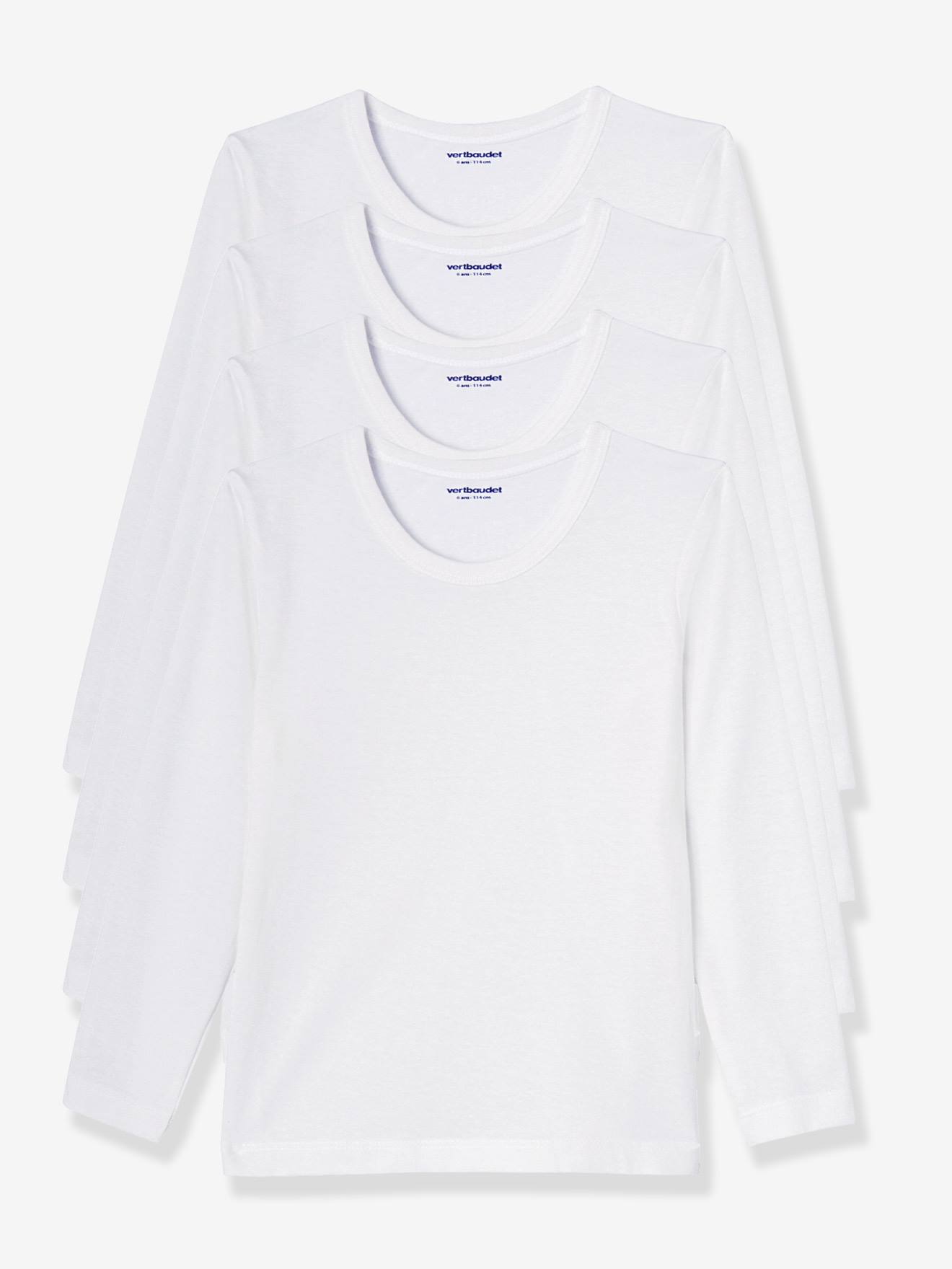 Vertbaudet 4er-Pack Jungen Shirts BASIC Oeko-Tex - weiß
