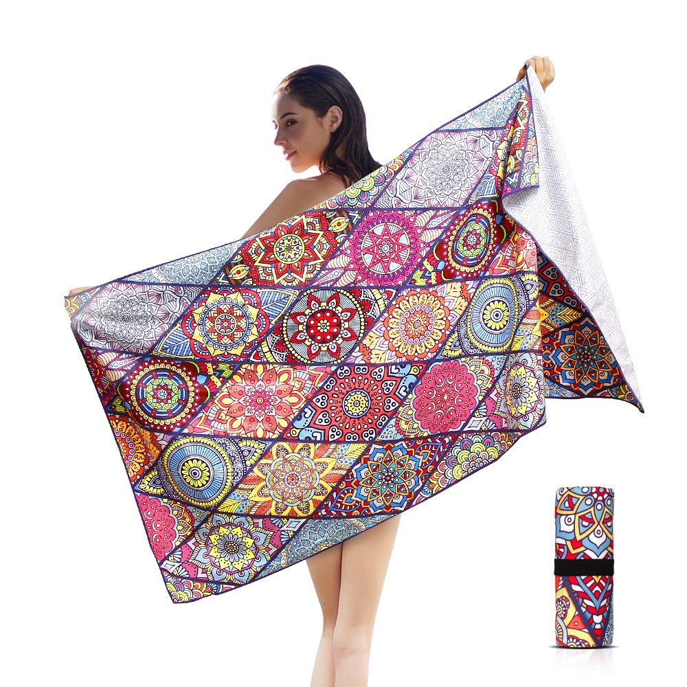 Insma Strandtücher, Bohemian Saunatuch Handtuch Mikrofaser Schnelltrocknend 150x75 cm