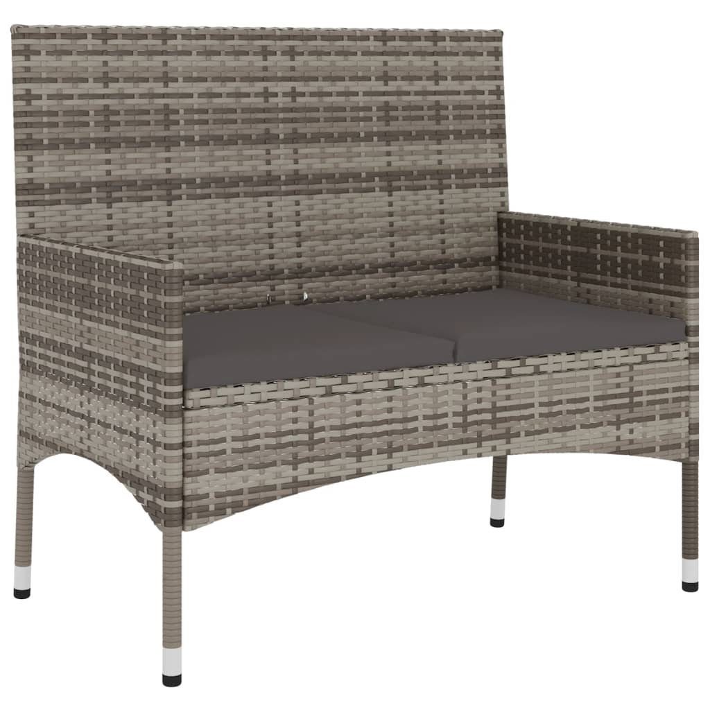 vidaXL Gartenbank Gartenbank 2-Sitzer mit Kissen Grau Poly Rattan (1-St)