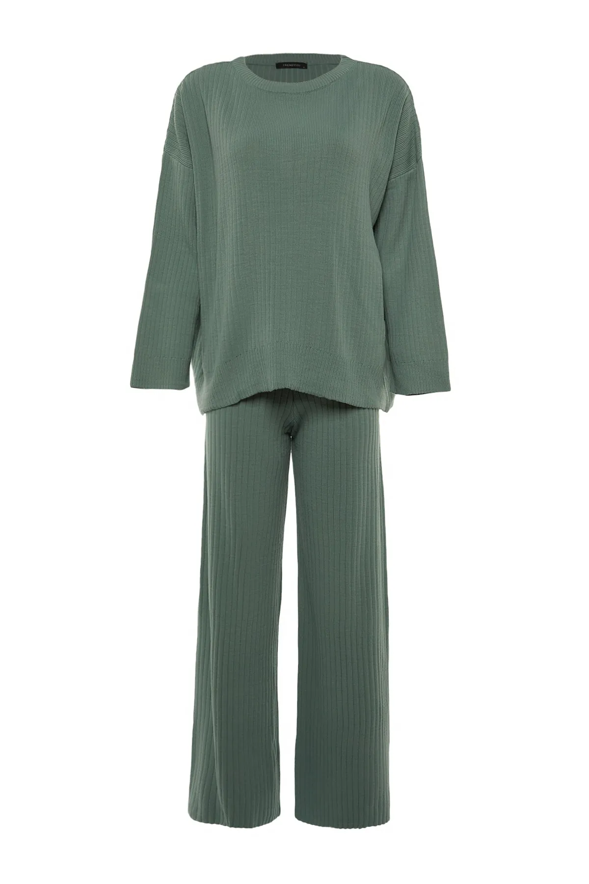 Trendyol Collection  Mintgrünes Strickoberteil- und Unterteil-Set mit Rundhalsausschnitt TWOSS20AU0084