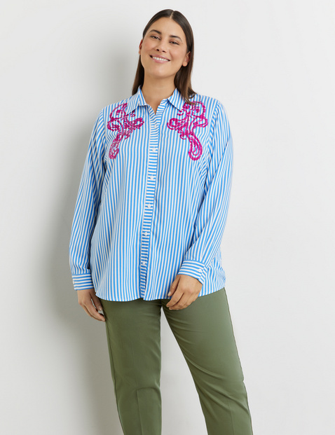 Gestreifte Bluse mit Pailletten-Dekor