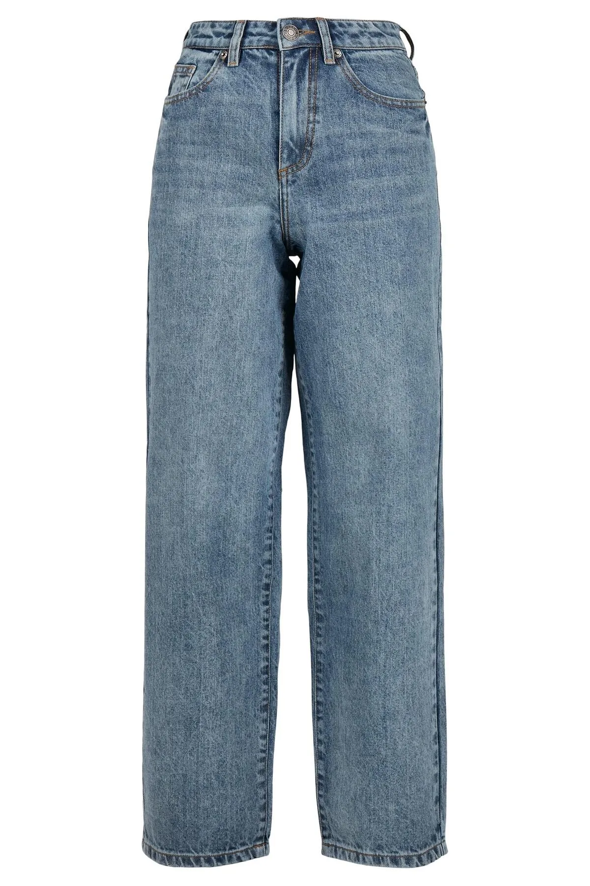 Urban Classics  Damen Denim-Hose im 90er-Jahre-Stil mit hoher Taille und weitem Bein