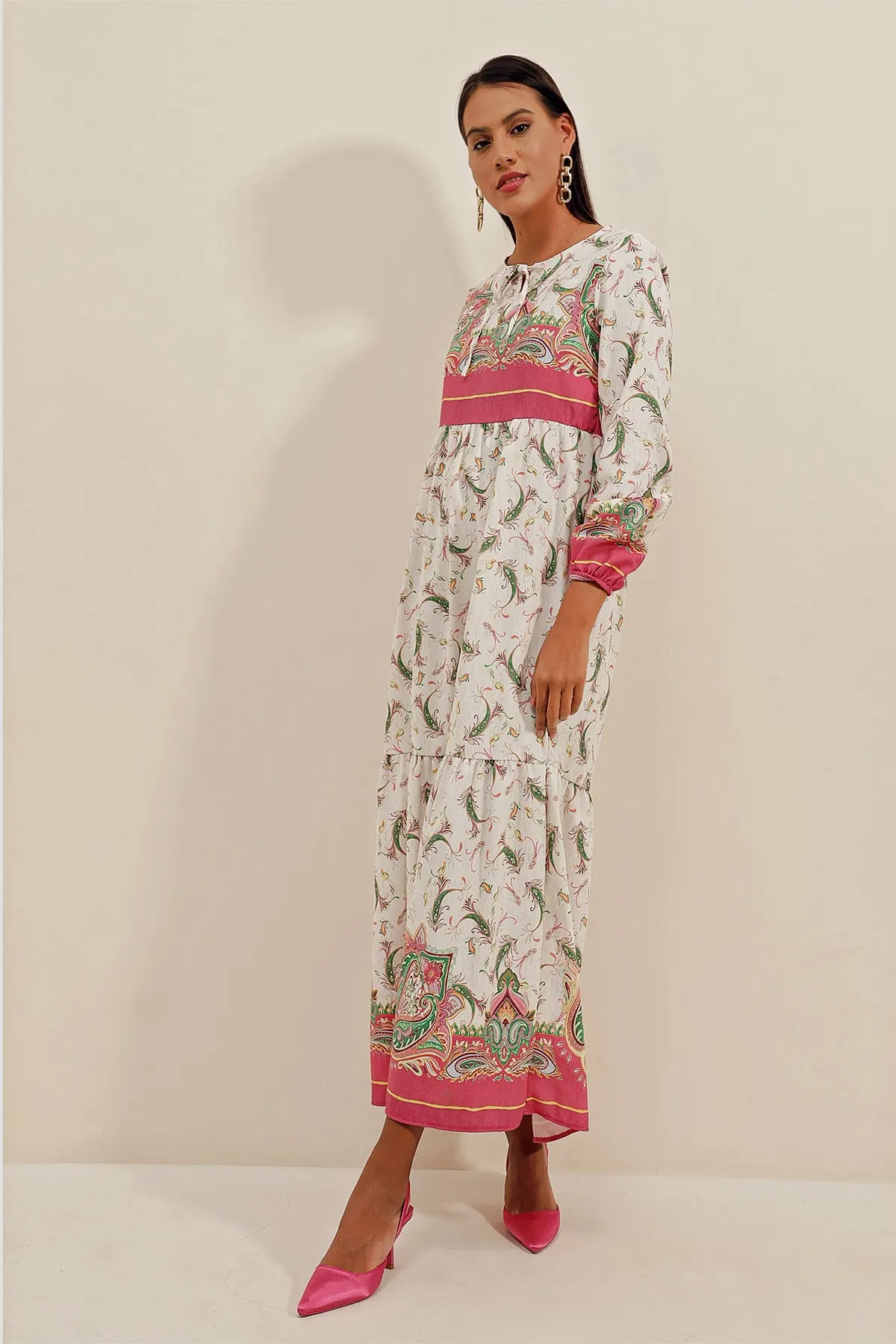 Bigdart  1947 Gemustertes langes Kleid – A.fuchsia