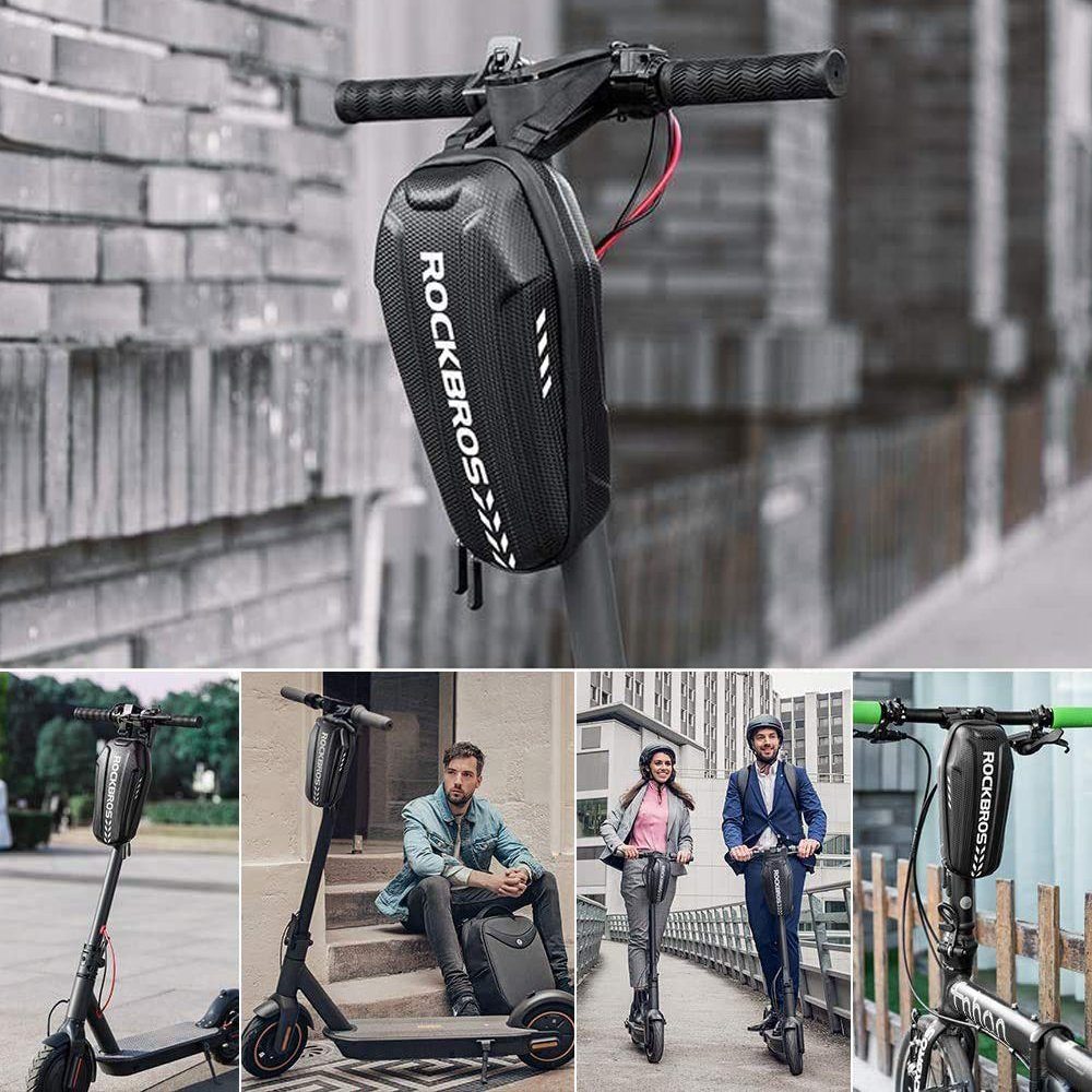 ROCKBROS Fahrradtasche B62 (Lenkertasche Schwarz, 2/3 L Scooter Tasche), abgeschottet Wasserdicht