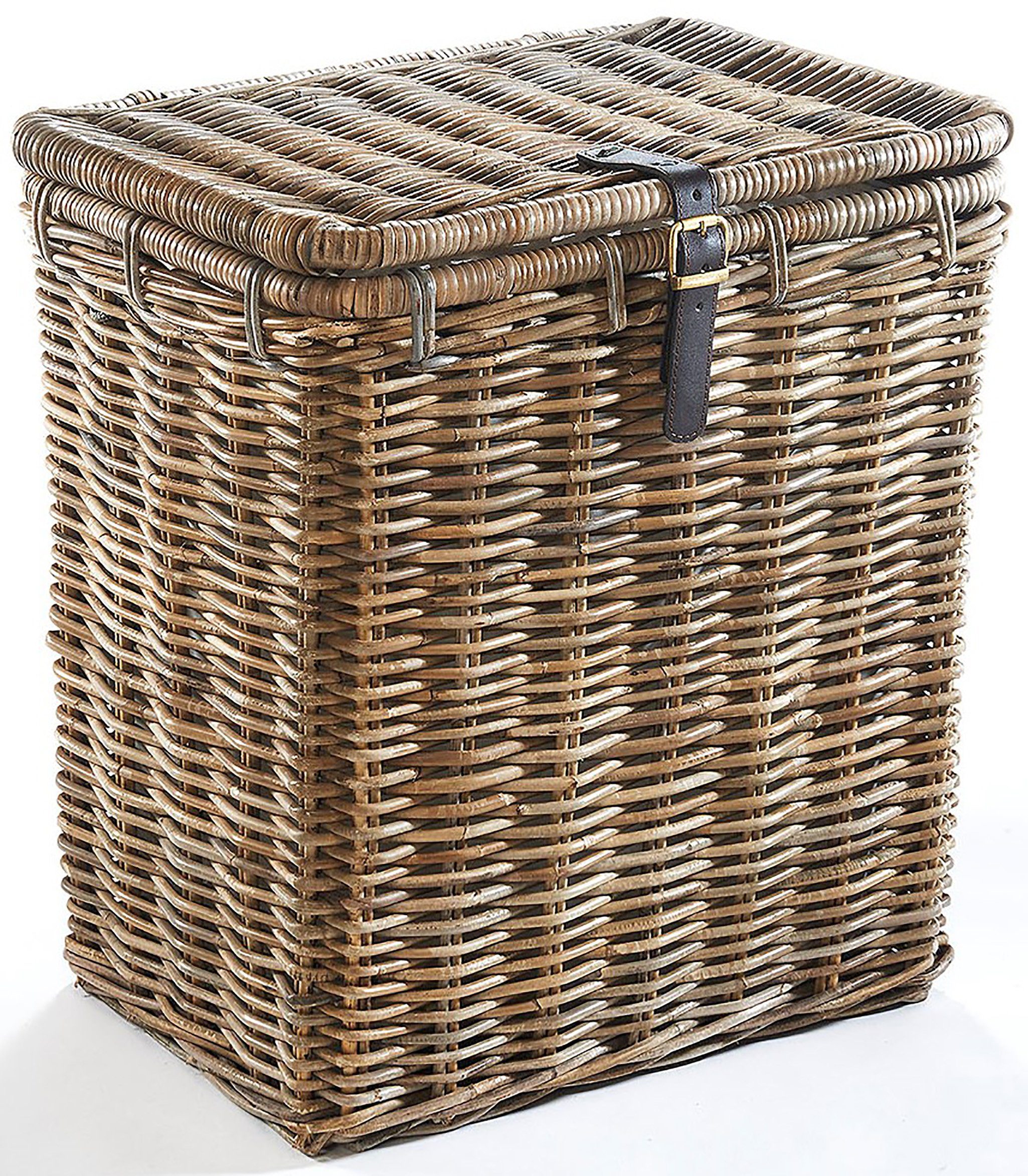 Kobolo Wäschekorb Wäschebehälter eckig Rattan Kubu-Grey 50x38x56 cm