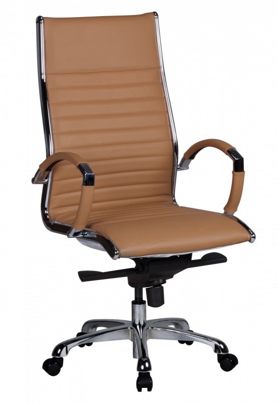 Amstyle Chefsessel Leder caramel - Bürostuhl 5-Punkt Multiblock-Mechanik