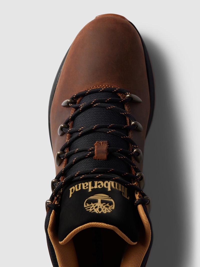 Schnürstiefel mit Label-Detail Modell 'CATHAY' in mittelbraun