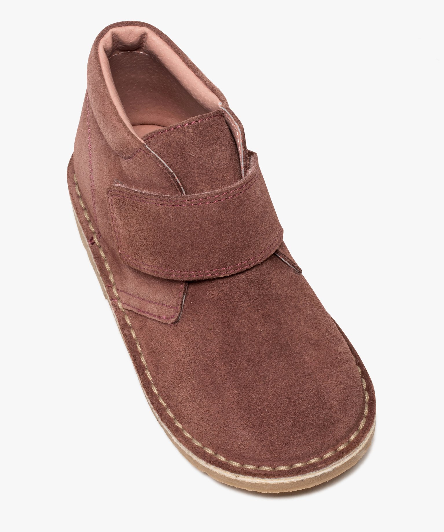 Boots enfant unis en cuir à fermeture scratch | GEMO