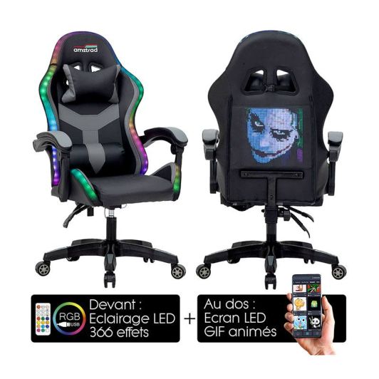 Scaun de gaming AMSTRAD AMS LED PIXEL - iluminare RGB