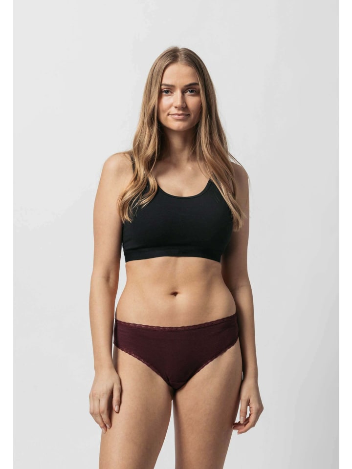SNOCKS Brazilian Slips mit Spitze aus Bio-Baumwolle 3 Stück in Mix (Mauve/Weinrot/Schwarz) günstig kaufen