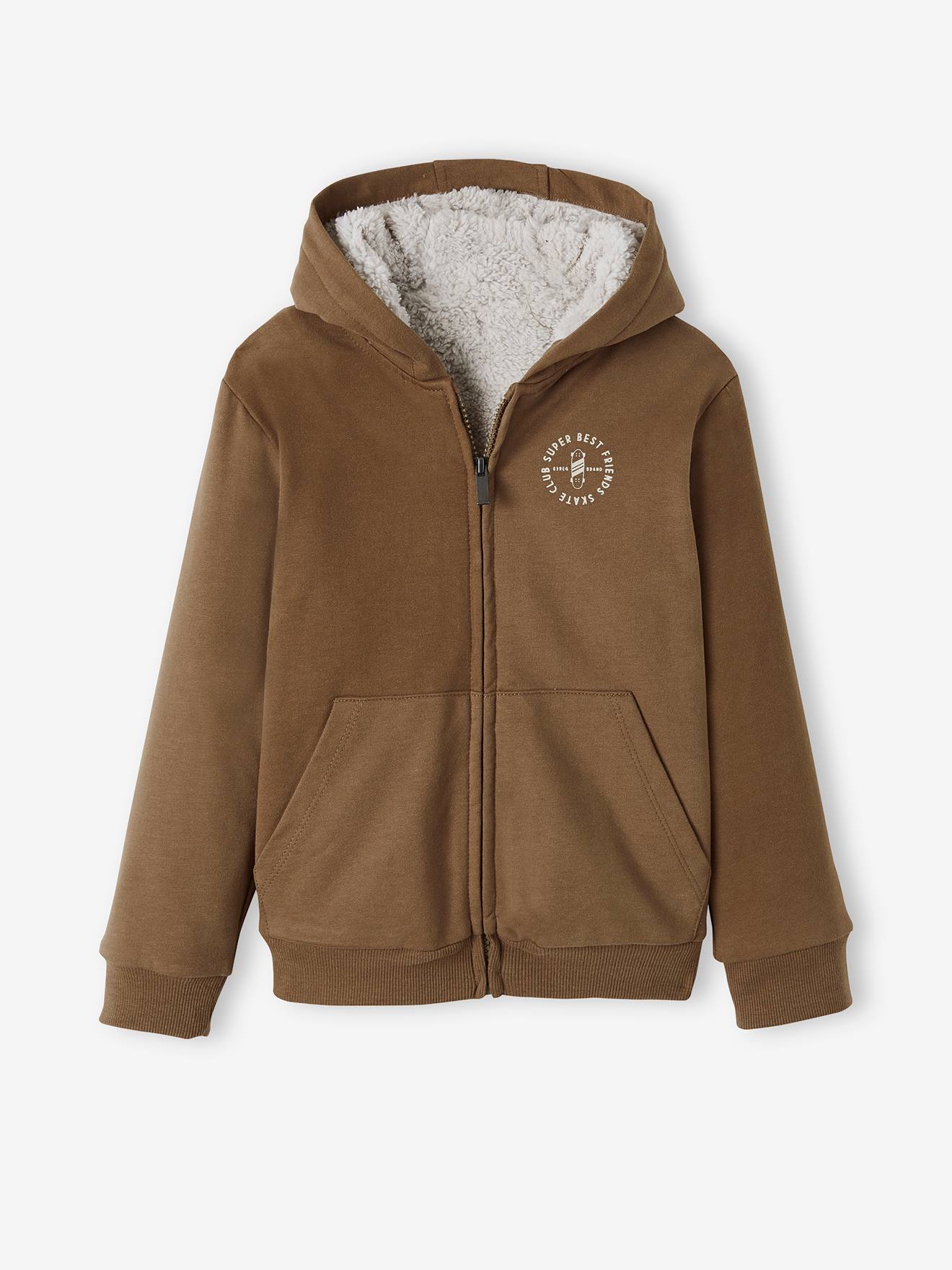 Sweat zippé doublé sherpa garçon encre