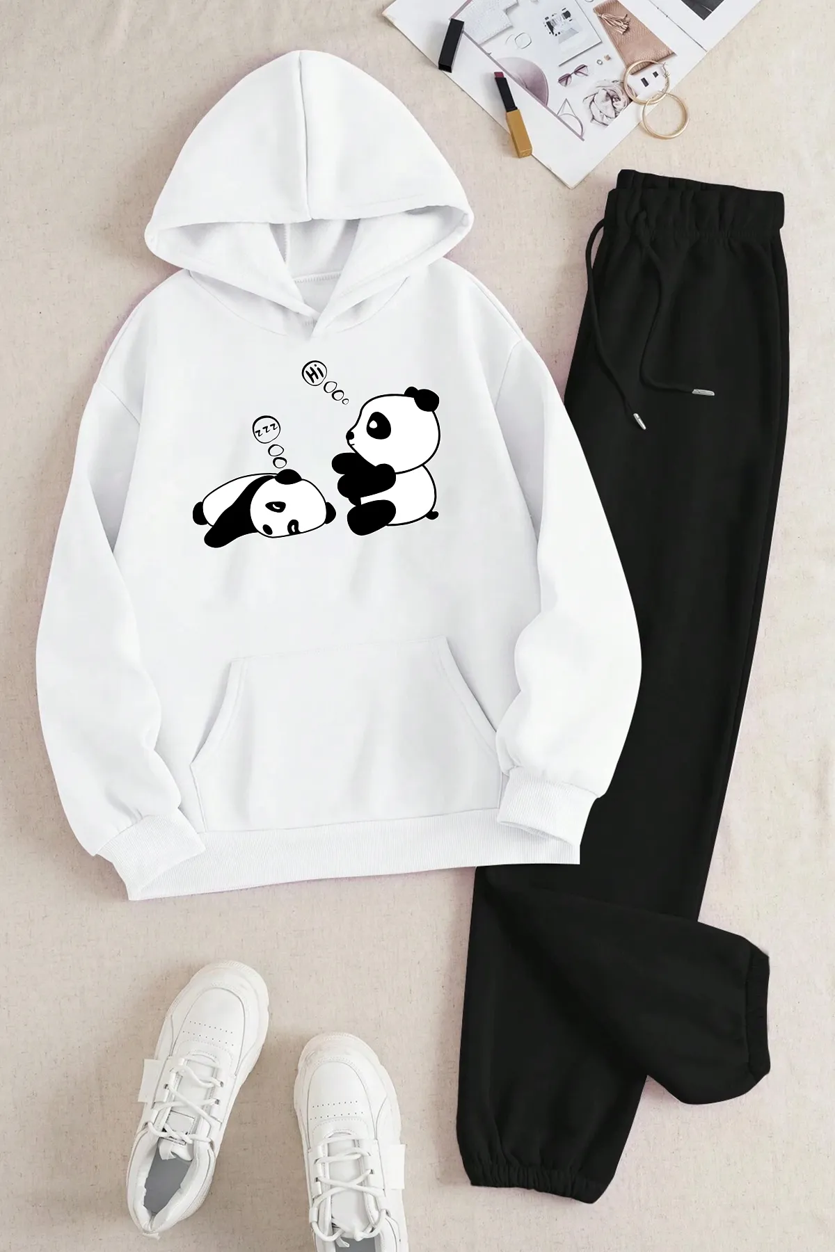 uyguntarz  Sport-Sweatsuit Set - Weiß - Regular Fit