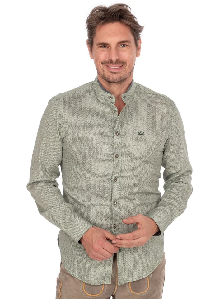 Spieth & Wensky Stehkragenhemd DORIAN in oliv günstig kaufen