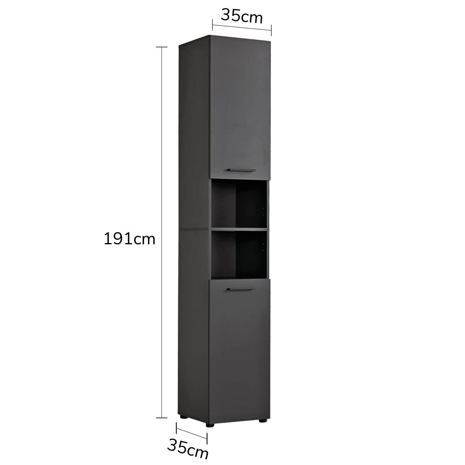 mokebo Hochschrank Der Kapitän (mit 5 Einlegeböden) Badezimmerschrank 35cm Breite mit 6 Fächern, Badschrank Anthrazit