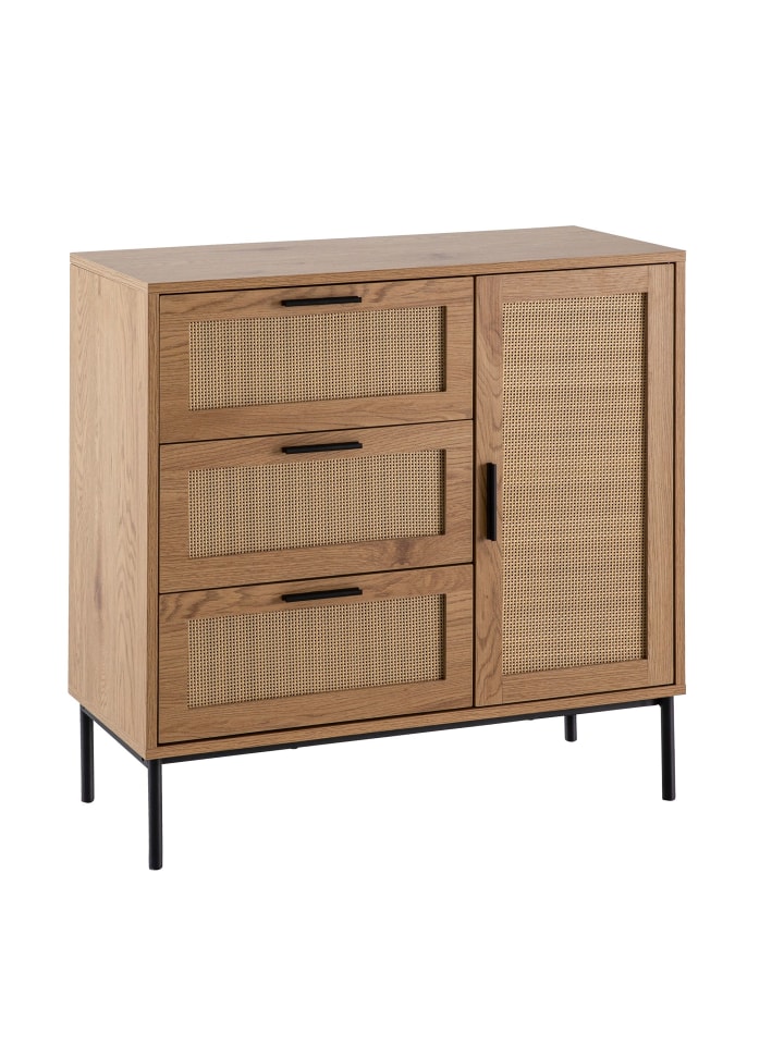 KADIMA DESIGN Kommode 80x82x36 cm Flurkommode Eiche-Dekor & Rattan, Sideboard mit günstig kaufen onesize