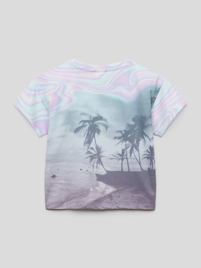 T-Shirt mit Allover-Motiv-Print in flieder
