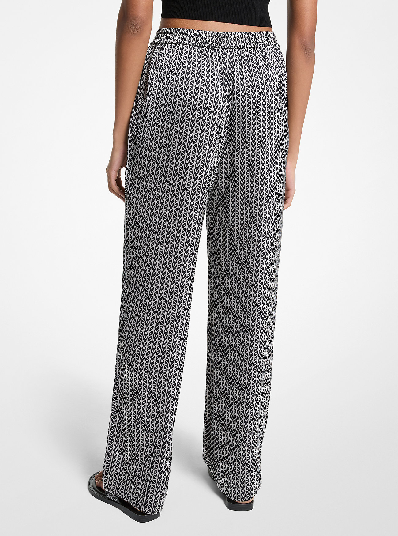 Pantaloni in raso con logo MK2000 - NICHEL