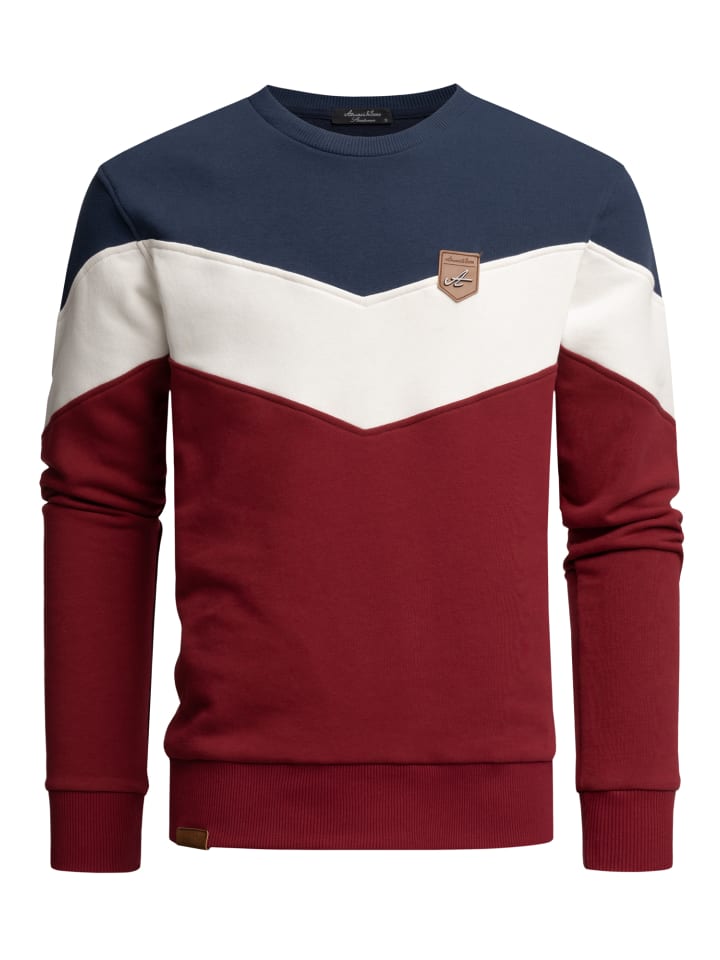 Amaci&Sons Sweatshirt mit Rundhalsausschnitt PALMDALE in Navyblau/Weiß/Bordeaux günstig kaufen