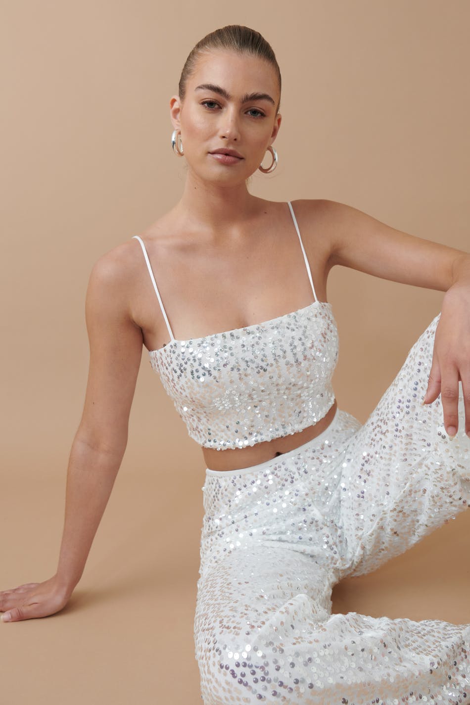 Shimmer cropped sequin top