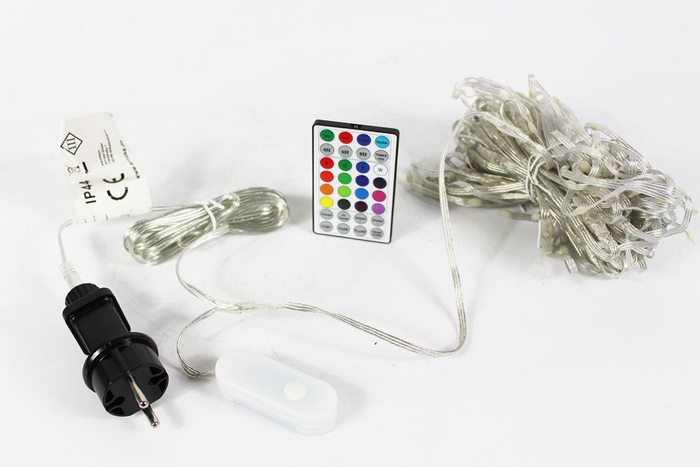 Arnusa LED-Lichterkette Eisregen RGB+W Smart LED viele Leuchtfarben Timer Snowfall Effekt, 212-flammig, mit Fernbedienung eindrucksvolle Effekte