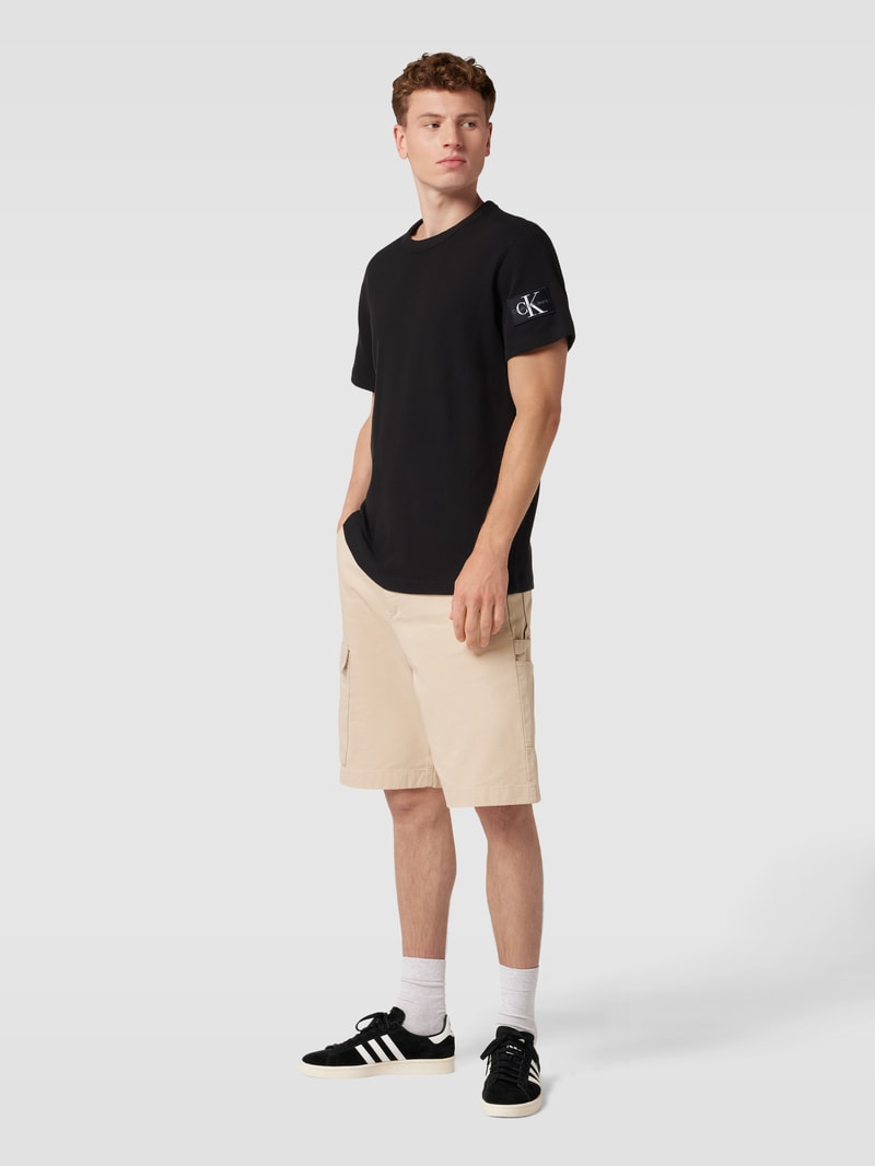T-Shirt aus Baumwolle mit Strukturmuster Modell 'WAFFLE' in black