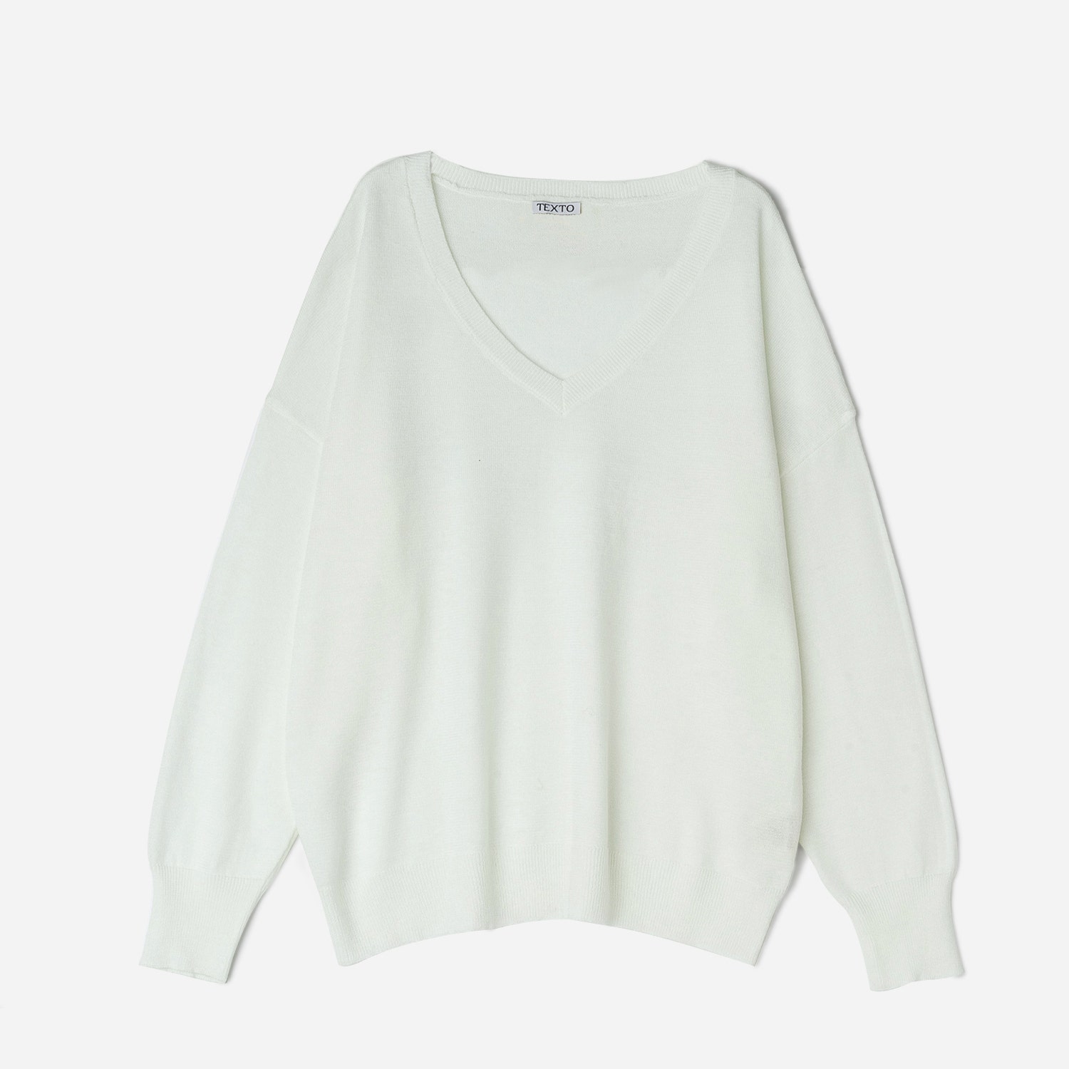 Pull TEXTO blanc tricot pailleté