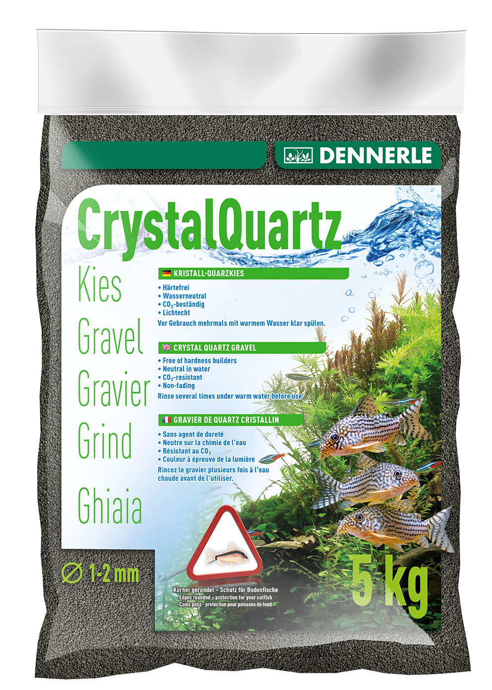 DENNERLE Bodengrund DENNERLE Kristall Quarzkies 5kg diamantschwarz