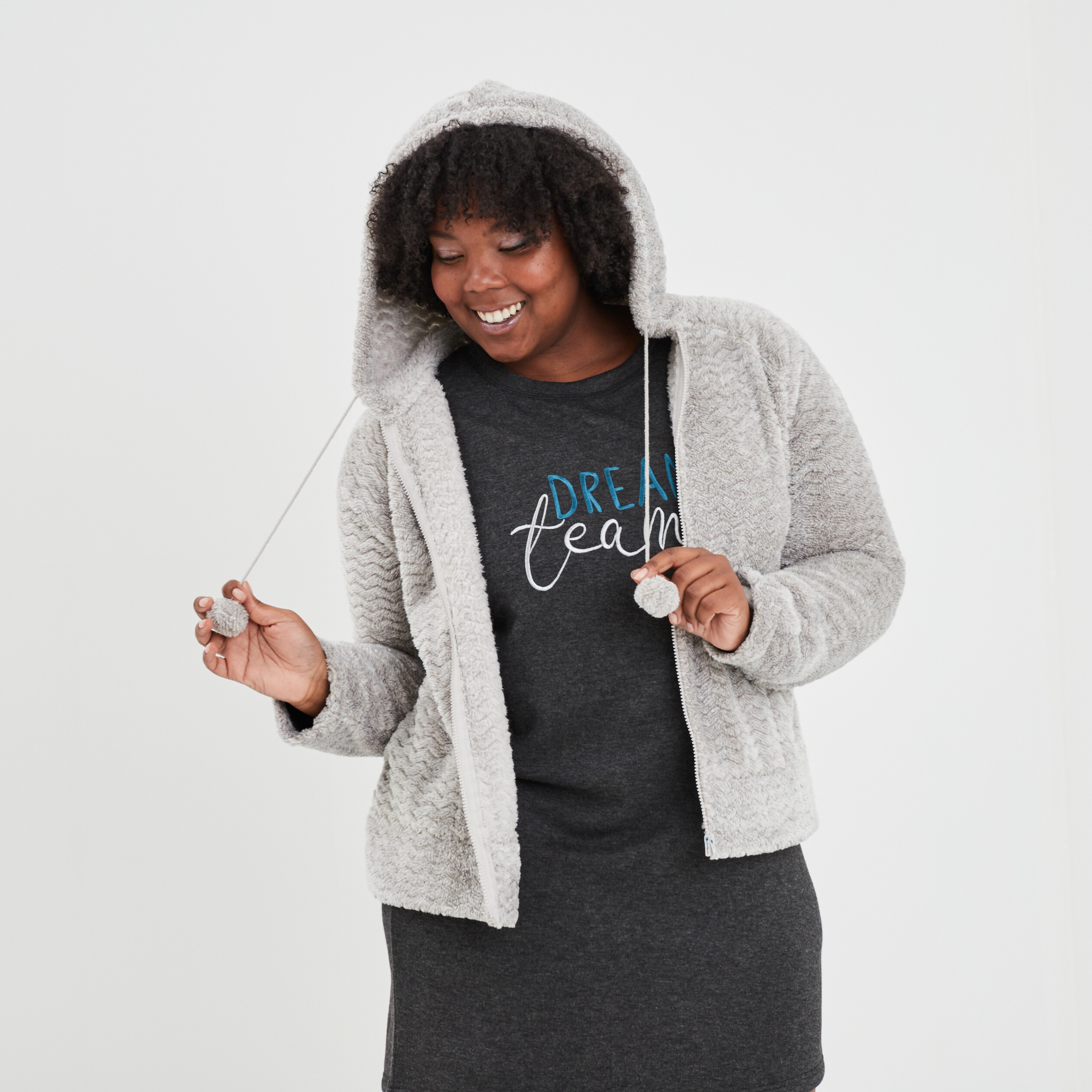 Veste de pyjama à capuche gris clair femme grande taille | La Halle