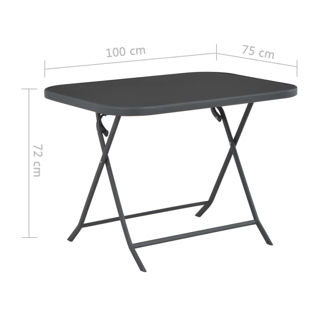 vidaXL Gartentisch Klappbarer Gartentisch Grau 100 x 75 x 72 cm Glas und Stahl