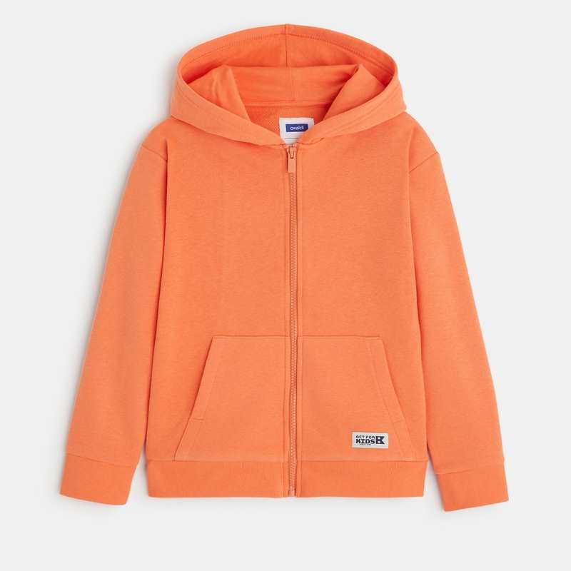 Sweat zippé à capuche orange garçon