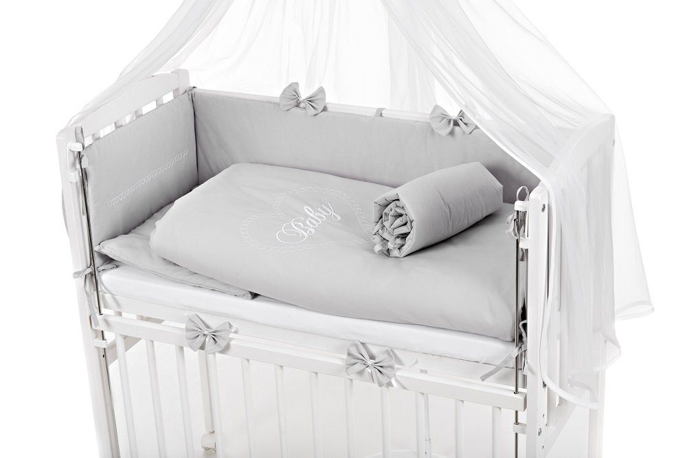 Babyhafen Beistellbett Babybett Komplettbett BABYHERZ mit Deko-Schleifen in 5 Farben, Made in Europa