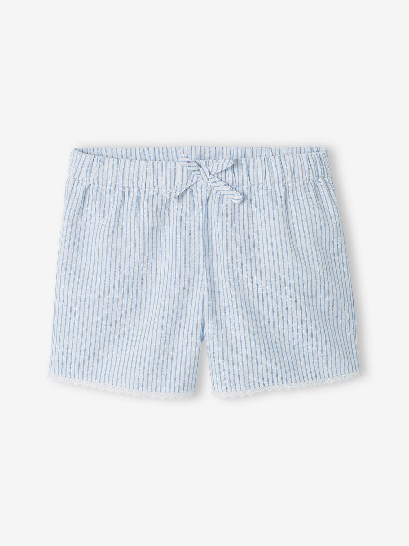Pyjashort rayé fille rayé bleu