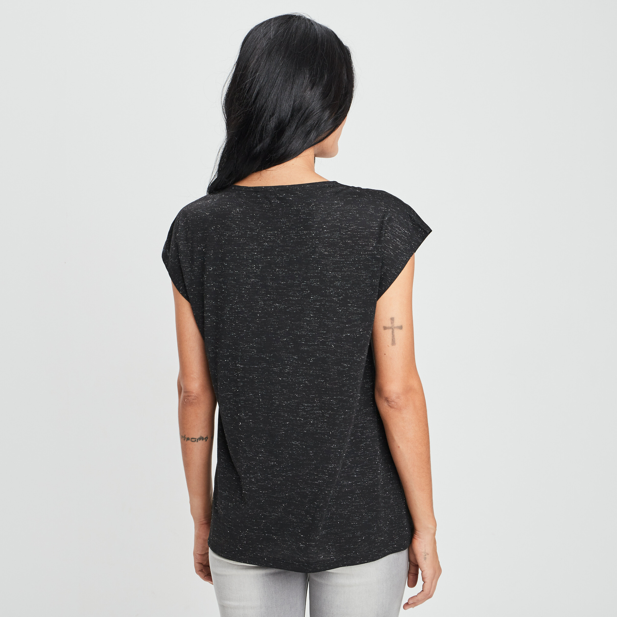 T-shirt manches courtes noir femme | La Halle