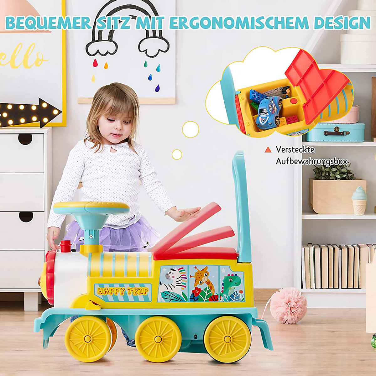 6V Elektroauto Zug mit Schienen mit Musik & Lichter