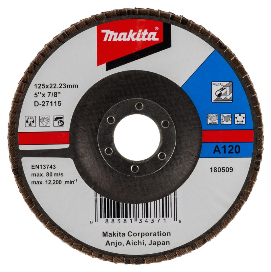 Disc de șlefuit cu lamelă Makita Accessories D-27115 125x22 K120