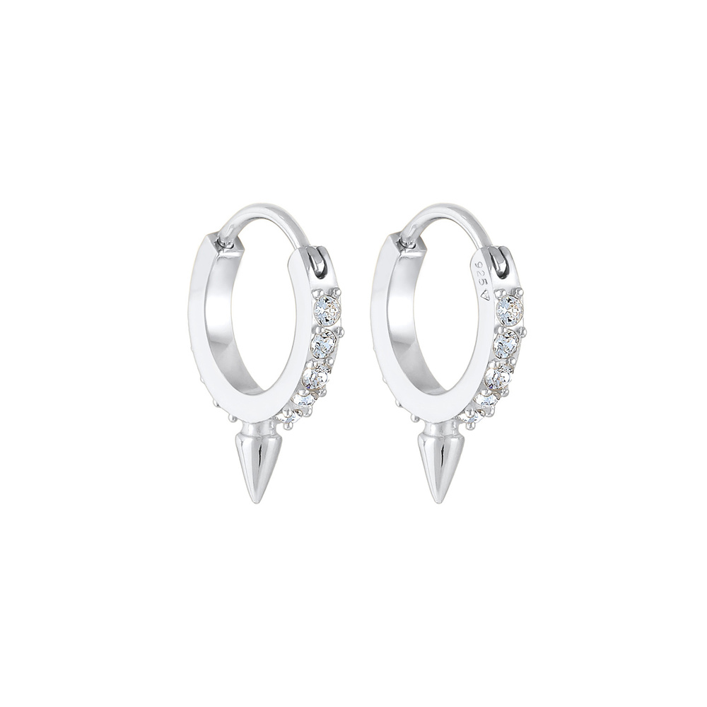 Elli Elli Boucles d'Oreilles Cristaux d'Épines Créoles en Argent 925 Boucles d'oreilles