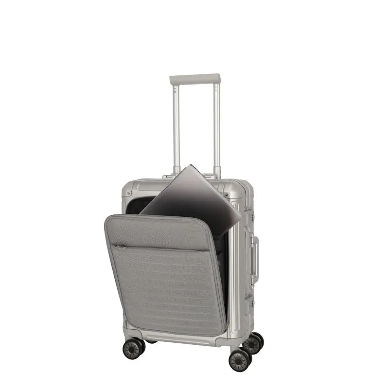 Travelite NEXT Trolley S mit Vortasche 4 Rollen (55cm) - Silber